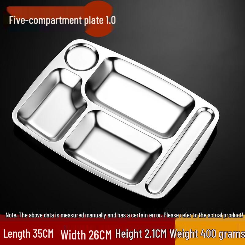 Molona Stainless Steel 5-Compartment Lunch Plates