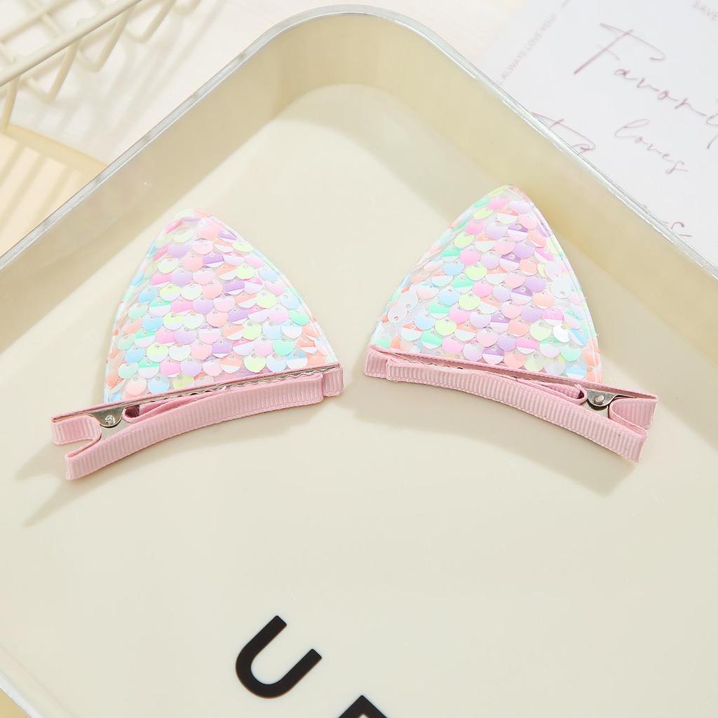 Pastoral Princess Glitter Cat Ear Hair Clips for Girls