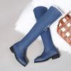 Academy New Fashion Denim Face Low Heel Square Heel 32-48 Size Paint Boots