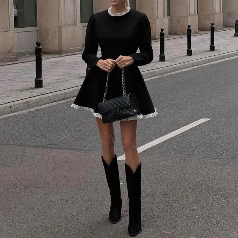 SpliAe LaAe Mini Dress for Women High Waist Slim Elegant Dresses Femme Wedding Retro Temperament Dress Womens Clothes