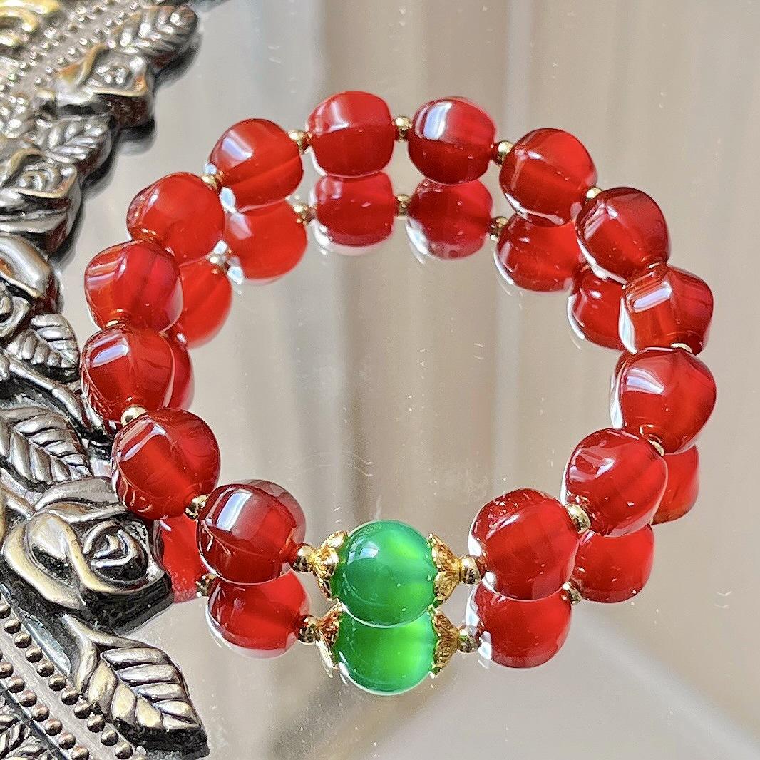 Ice Transparent High Quality Natural Chalcedony Green Agate Basic Commuter Bracelet Bracelet