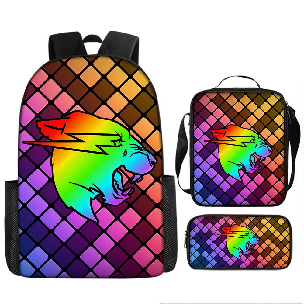 Mr Beast Lightning Cat 3d Print School Backpack With Breathable Oxford Fabric For Kids