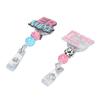 Nurse Badge Reel Holder Retractable Hand Painting Beaded Nursing Student Badge Reel Clip for Nursing