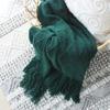 Knitted Blanket with Tassels Lightweight Stretchy Woven Blanket for All Season Machine Washable Throw Blanket for Couch Bed Sofa