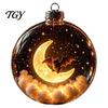 Spooky Pumpkin Ball Decor Halloween Clear Hanging Decoration, Glowing Sphere Ornament with Skeleton, Transparent Pumpkin, Spider Web, Black Cat Decor,