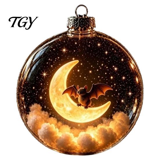 Spooky Pumpkin Ball Decor Halloween Clear Hanging Decoration, Glowing Sphere Ornament with Skeleton, Transparent Pumpkin, Spider Web, Black Cat Decor,