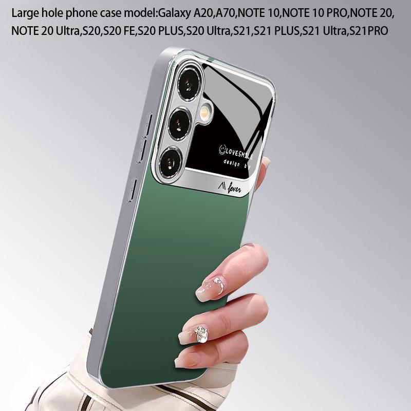 Green Frame Pure Color Pattern 2D Phone Case for Samsung S26 S25 S24 S23 S22 S21 S20 A56 A36 A16 - Glass Protective Cover