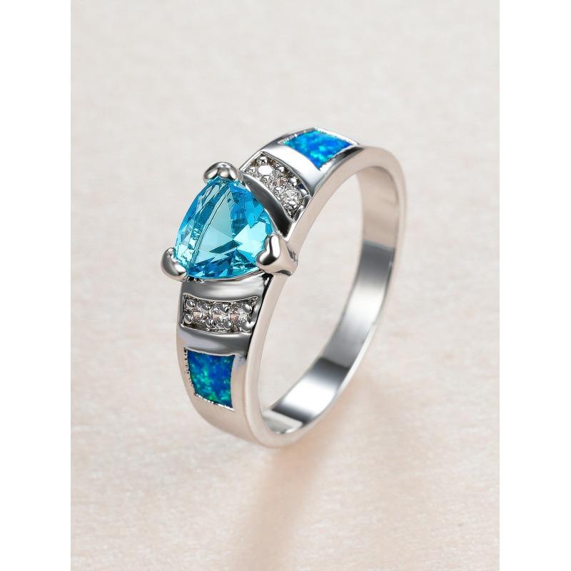 

Fashion jewelry with diamonds on both sides, white gold KT blue, aqua blue, heart-shaped versatile ring. no. 6 синий