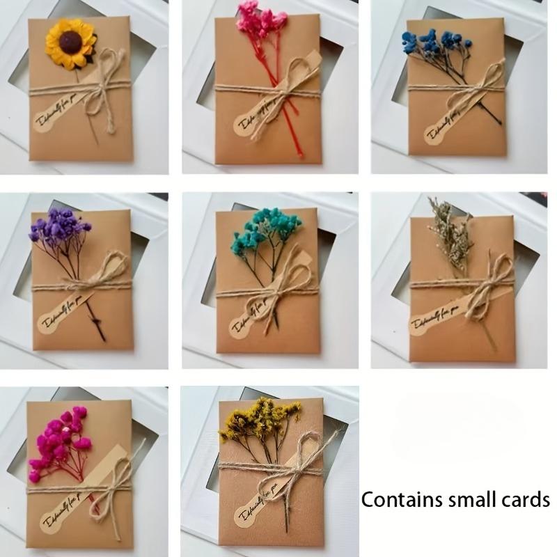 Handmade Kraft Paper Greeting Cards with Flowers, For Birthday Christmas - Thank You and Blessing Cards Featuring An Angel Theme