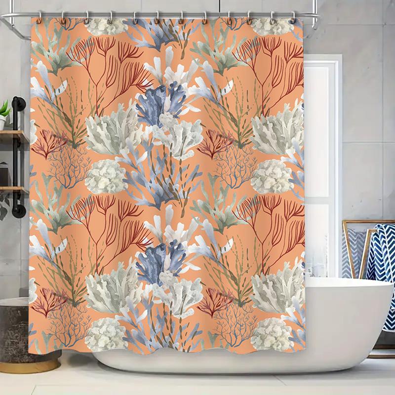 

Modern Bath Mat Shower Curtain Printed Waterproof Decorative Fabric Shower Curtain Set For Bathroom Green White Pattern (L) W60H190(CM)-1 Pcs