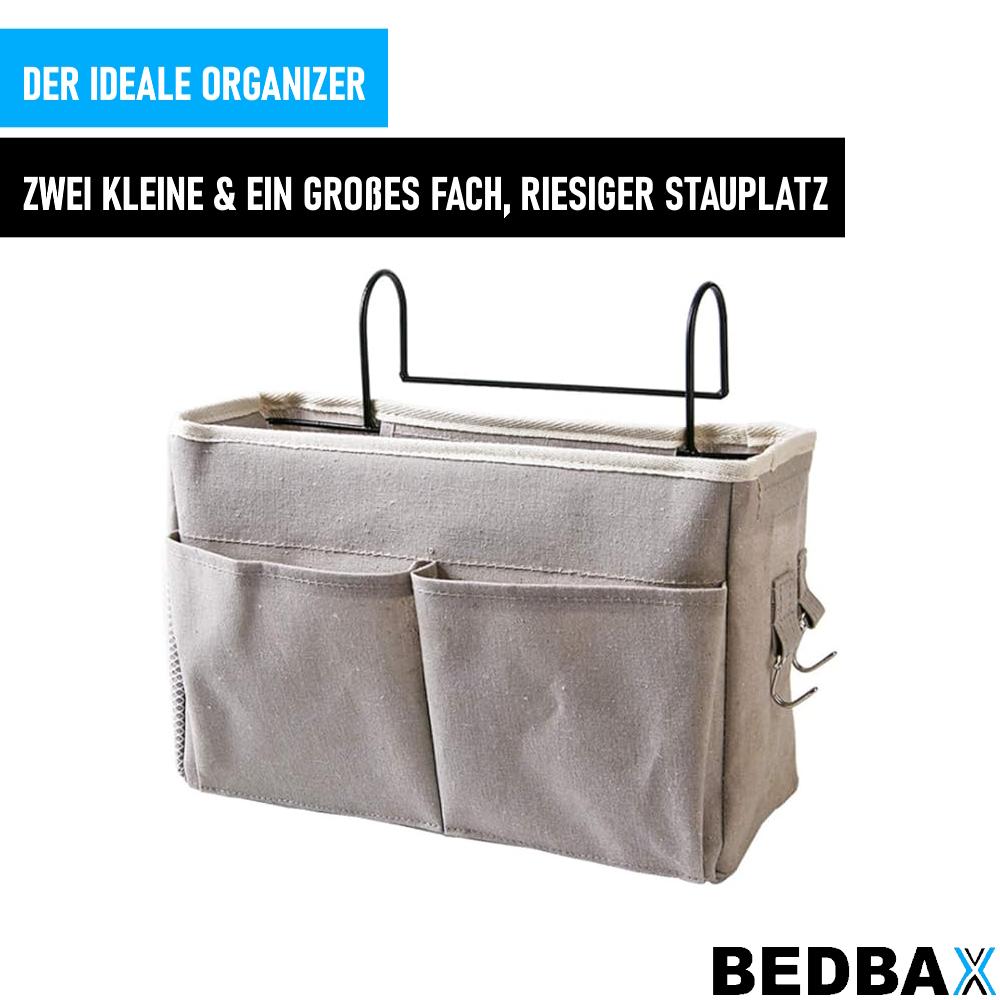 BEDBAX Bett Organizer Nachttaschen Gadget Aufbewahrungshalter Hängetasche