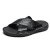 Fashion Men Shoe Men's  Leather Slide Sandals Comfortable Summer Casual Shoes for Men Non-Slip Sole Slippers Lightweight Beach Half Drag