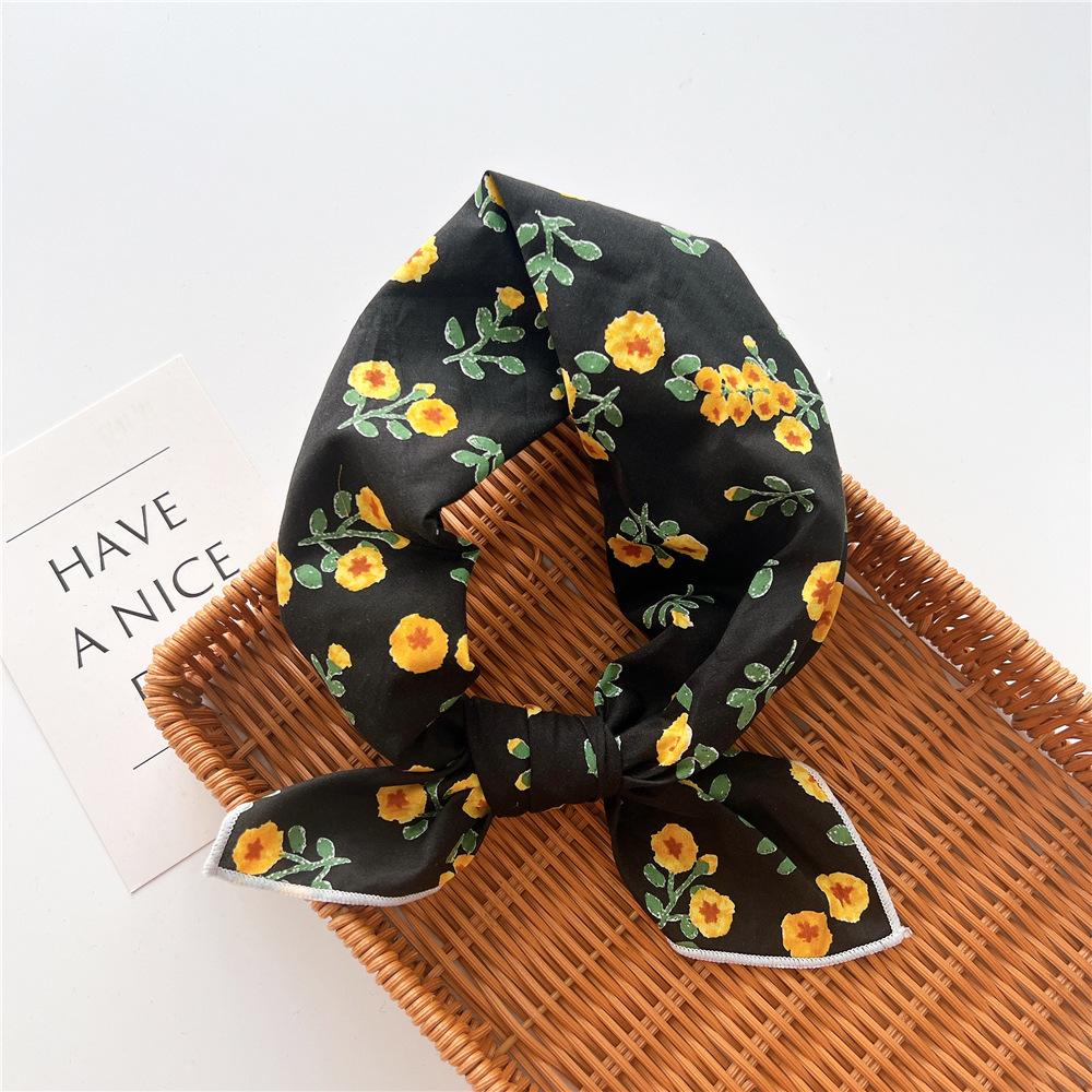 Cotton And Linen Small Square Scarf Silk Scarf Women'S Spring And Autumn New Style Artistic And Versatile Fashionable Temperament Headband Scarf
