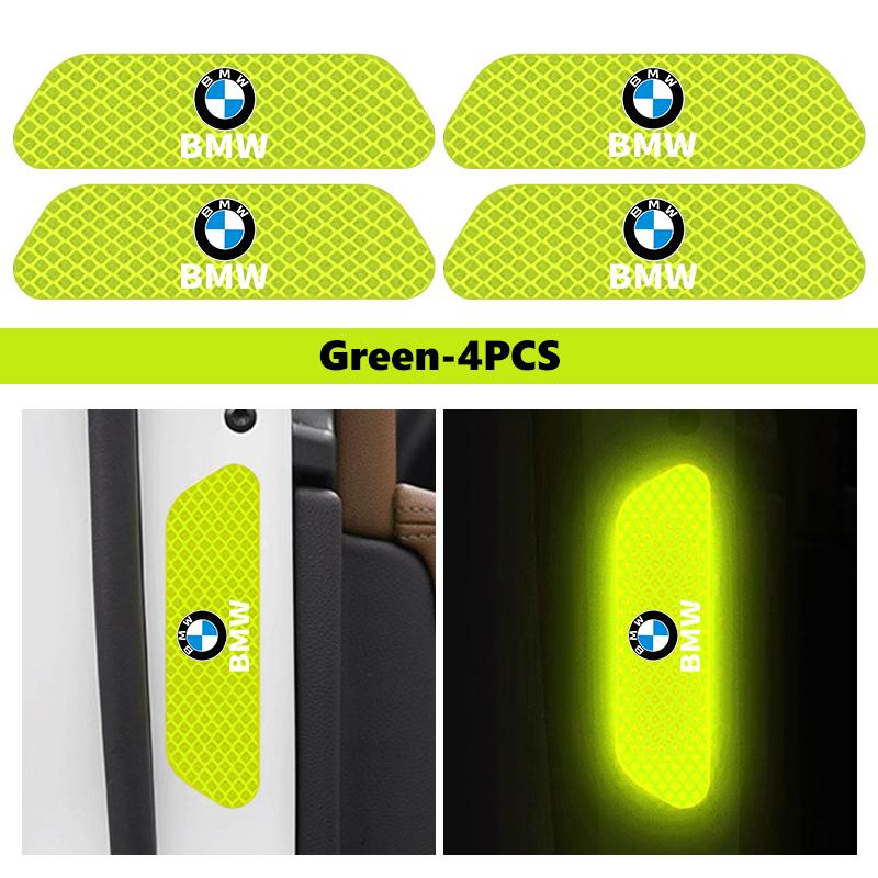 QCSD2 4pcs Car Reflective Strip Stickers Door Open Warning Safety Tape For BMW M 1 3 4 5 6 7 Series M3 M6 F01 F02E34 E36 E70 F10 X6 X1