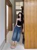 Retro High-Waisted Women's Wide-Leg Cropped Jeans for Summer