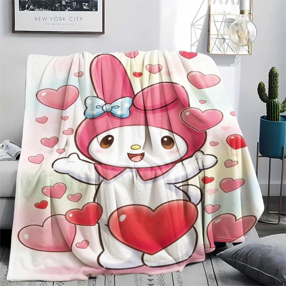 Pink Bunny Umbrella Cloud Print Blanket Home Decor Soft And Comfortable Machine Washable Nap Blanket Outdoor Plush Blanket