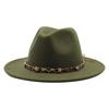 Leopard Print Hat Woolen Top Hat Women'S Flat-Brimmed Jazz Hat