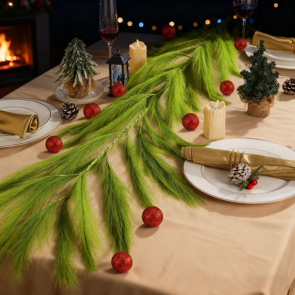 Weihnachtsdeko 1,8m Pase Gras Ranke Künstliches Schilf Elfenkugel Grüne Pflanze Partydeko Heimdeko Szenenornament Geschenk