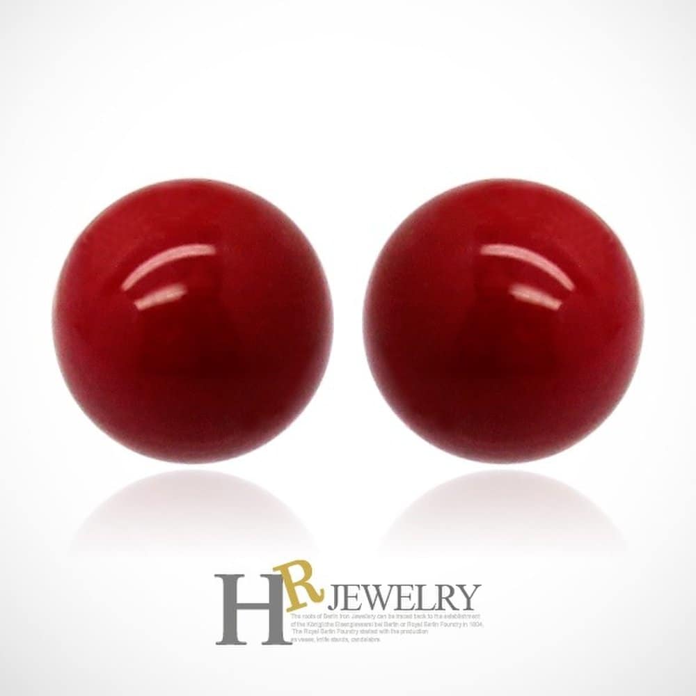 

14K Authentic Big Hit Pretty Coral (Hr) 14K 10mm Red Ball Earrings