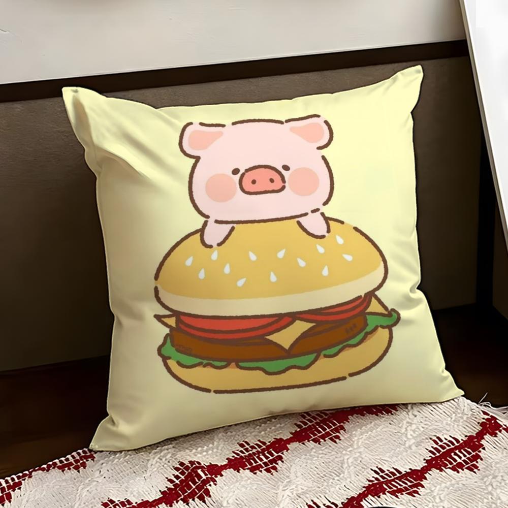 Cartoon LLulu Pig Pink Cushion Cover Reversible Soft Durable Pillow Cover Home  Car MultiScene Use for Daily Comfort