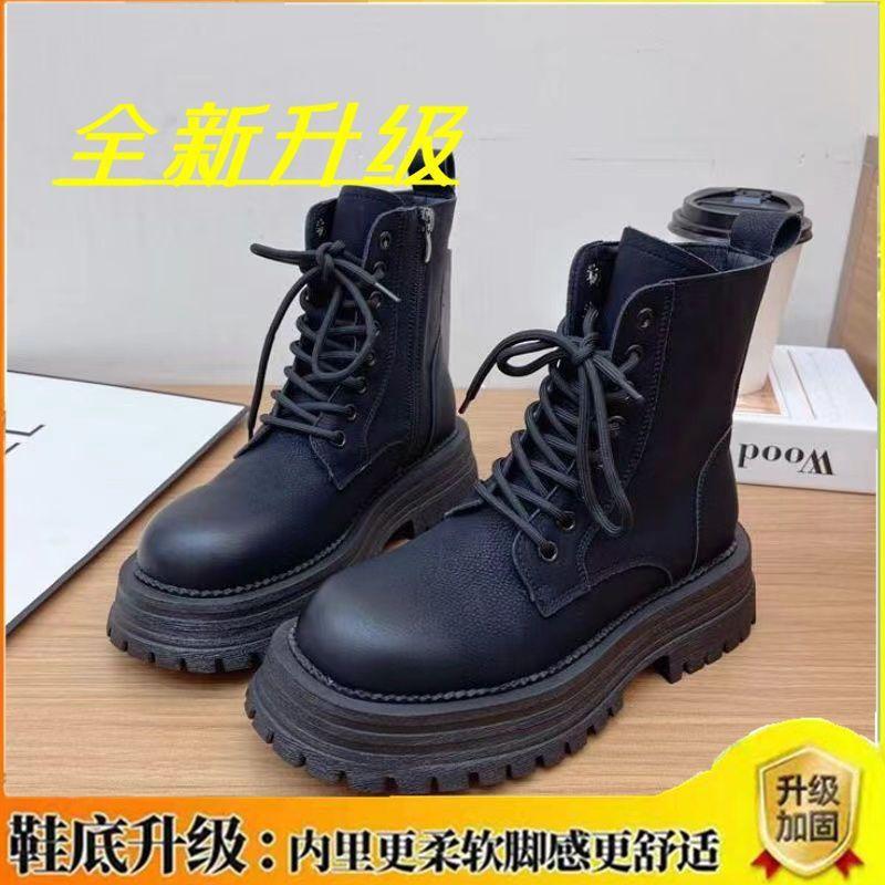 Thick-soled Heightening Low-top Short Boots Martin Boots Women's 2026 New Spring and Autumn Retro Western Cowboy Boots