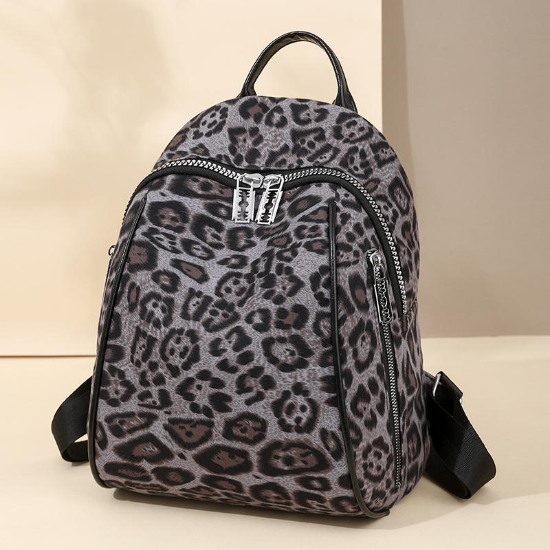 Leopard Print Bag Women's Backpack Student Schoolbag