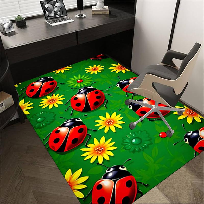 1 Stück Marienkäfer Blumen Extra Groß Rutschfester Teppichboden, Büro, Familie, Schlafzimmer, Studio - Großer TeppichJ0331