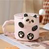 Panda Pattern Ceramic Cup with Lid and Spoon Coffee Juice Yogurt Cup Breakfast Oatmeal Milk Tea Mug Office Water Cup Girl Gift