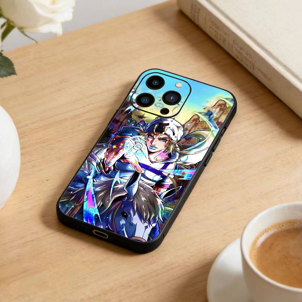 K-Anime Jojos Bizarres Adventures Phone Case For iPhone17,16,15,14,13,12 Plus,Max Soft Silicone Black Cover