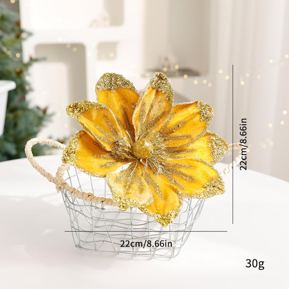 

17cm Simulation Flower Christmas Flowers Large Fake Flowers Poinsettia Glitter Flower DIY Party Supplies Xmas Tree Decorations