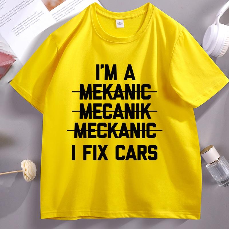 Funny Mechanic TShirt Unisex I Fix Cars TShirt Mechanic Humor Graphic Tees Round Neck Cotton Short Sleeve Basic Tshirt Clothes