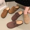 Fashion Lazy Shoes Versatile Flat Birkenstocks Women'S Autumn Retro French Baotou Half Slippers
