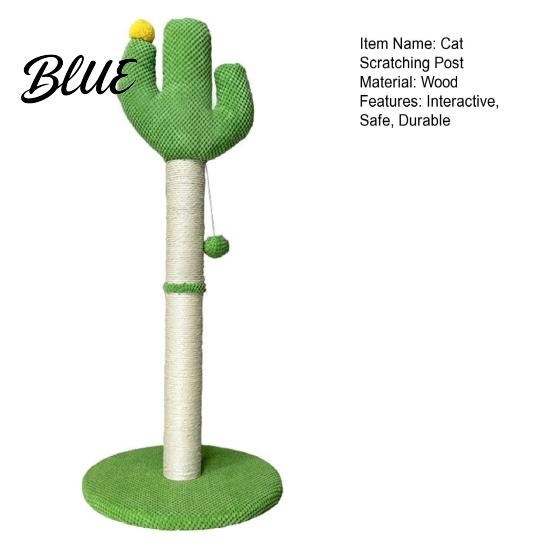 Natural Instinct Cat Wide-base Ball Cactus Sisal Post Tall Scratcher Scratching with Interactive Board Self