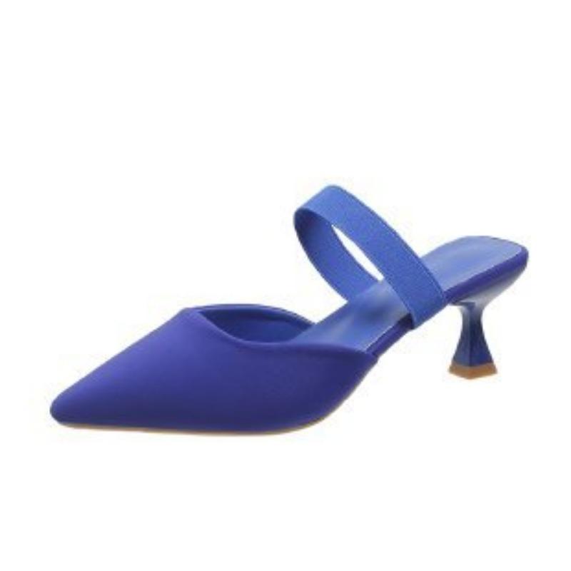 Spring and autumn outer shoes women's style pointed head half slippers new stiletto high heels bag head sandals large size