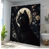 1pc Elegant Black Cat & Floral Shower Curtain - Polyester Fabric Bathroom Decor with 12 Hooks, 70. 8x70. 8 Inches, Moonlit Fores