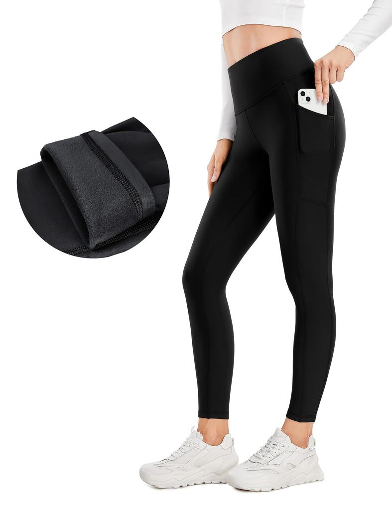 CRZ YOGA Winter Yoga and Size XS Women's Fleece-Lined Leggings, High-Waisted, Sweat-Wicking, Quick-Drying, Cold-Weather Leggings, 25-Inch Inseam,