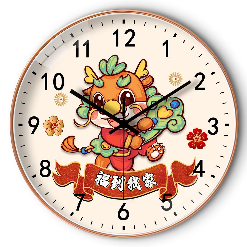 16-inch 40cm Spring Festival festive Chinese style wall clock living room bedroom wall hanging creative silent clock watch