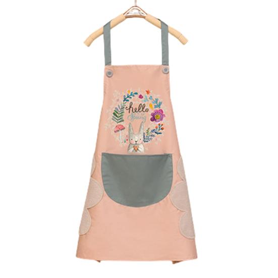 Wipeable Waterproof Oil-Proof Cartoon Wreath Rabbit Kitchen Nail Shop Apron