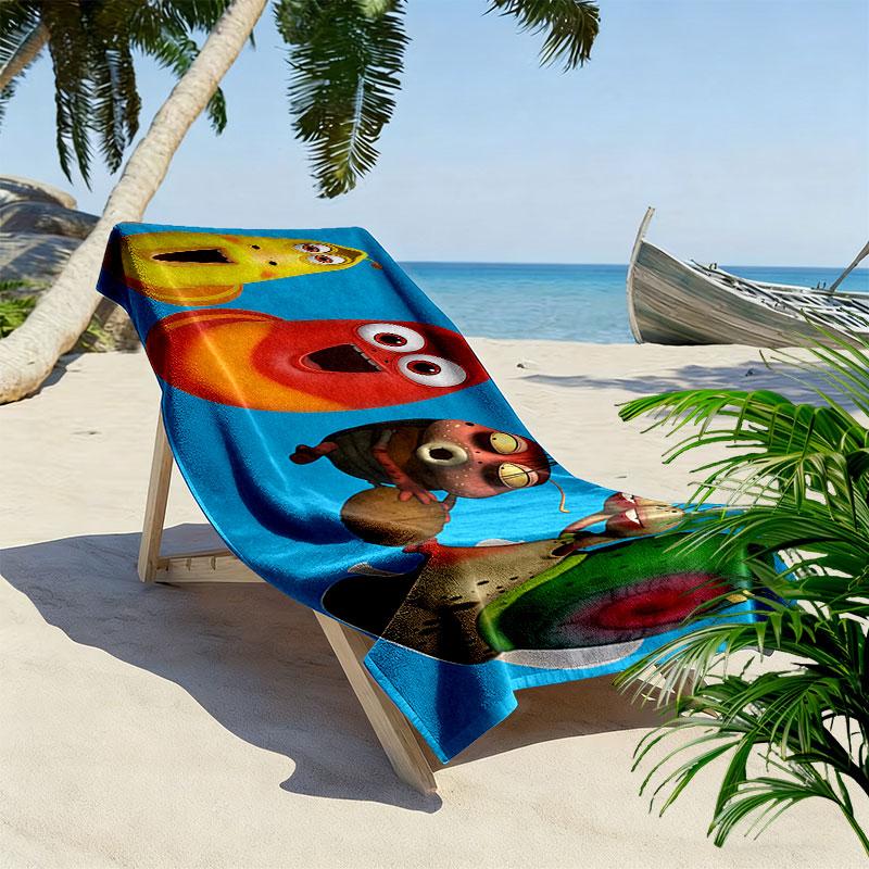Larva Print Beach Towel, Large Soft Quick Dry Towel for Beach Camping Swimming
