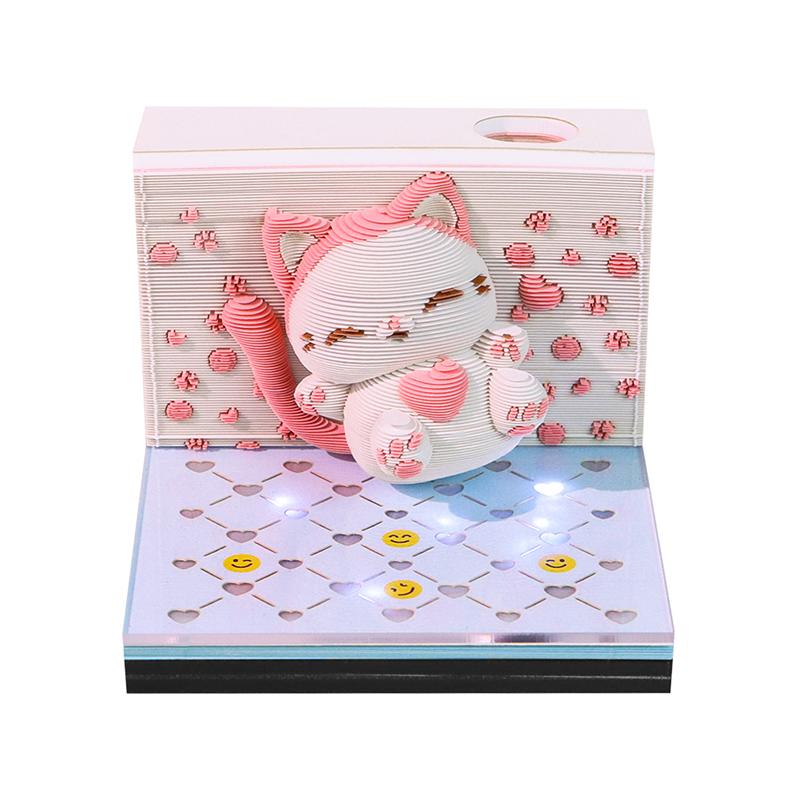 Time Piece Kalender 2026 Schreibtischkalender mit LED-Licht 3D Abreißkalender Papierschnitzkunst Notizblock Geschenk Weihnachten