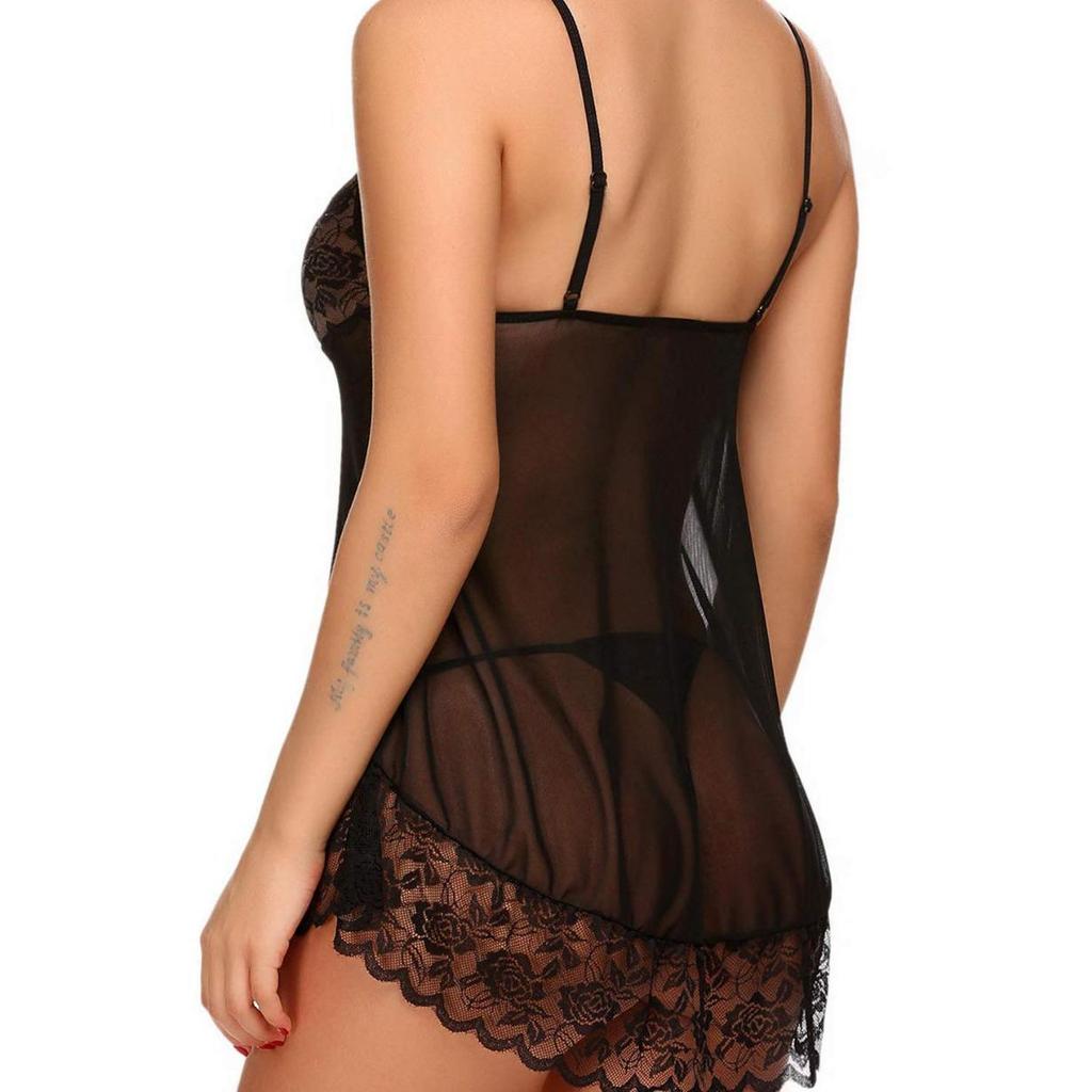 Europäische und amerikanische sexy Damenunterwäsche: Sheer Lace Temptation, Heißes Pyjamakleid für Erwachsene, Einteiler