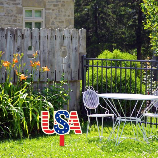 Hvězdný vlastenecký zahradní kůl v americkém stylu, venkovní kůl, vánoční dekorace ke Dni nezávislosti pro domácí dekoraci na trávník na zahradě