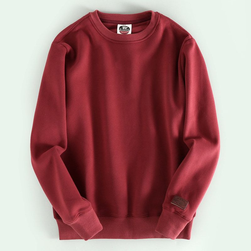 Exported to Japan Fabric Foreign Trade Cut the Tag off Solid round Neck Men's Sweater Export Overplus Order Men's round Neck Sweatshirts Pullover Tide