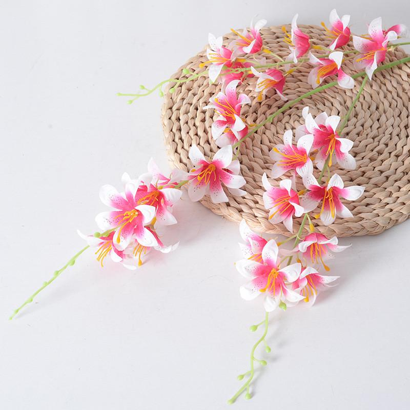 

Высокая ветка лилии шелковый материал искусственные цветы для домашнего декора свадьбы маджента