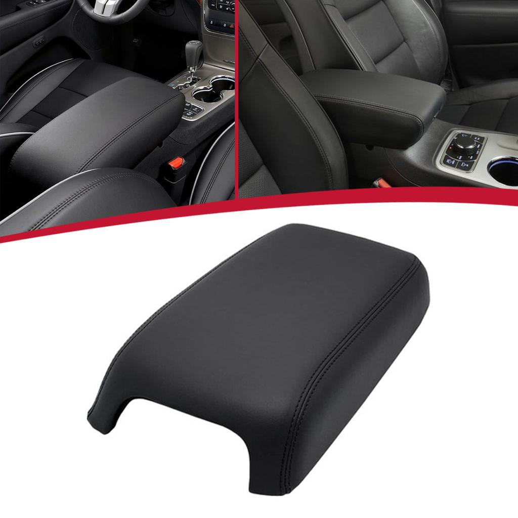 Car Center Armrest Box Cover Pad Microfiber Leather Waterproof Protection Black For Jeep Grand Cherokee Dodge Durango 2011-2020
