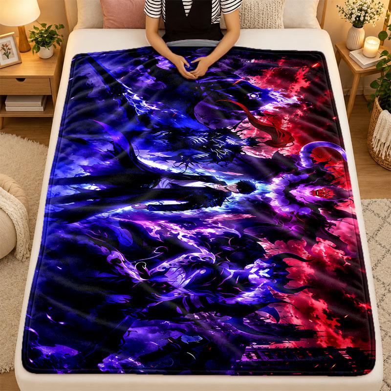 Flannel BlanketSolo Leveling Warm Soft Throw Blanket for Indoor Sofa Bed Living Room Use
