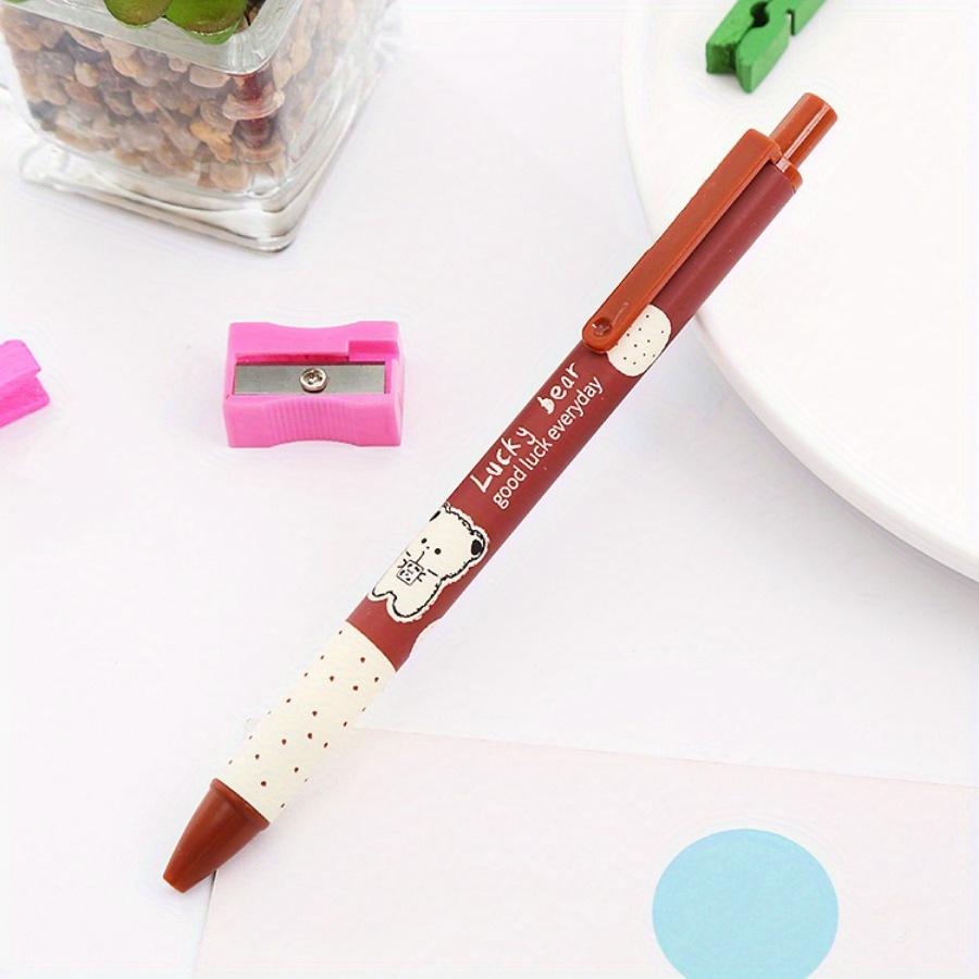 Back To School Season 20pcs 0.5mm Cartoon Creative Gulu Bear Pattern Retractable Neutral Pen, Quick Drying School Stationery Prizes for Rewarding