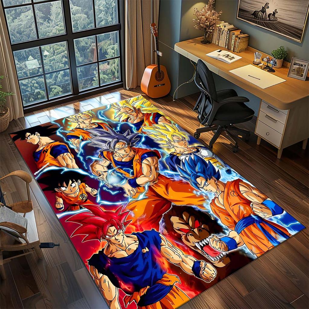 Dragon Ball Goku Anime Rug Carpet Large Area Rug Non Slip Washable Floor Mat Gamer Room Bedroom Home Decor