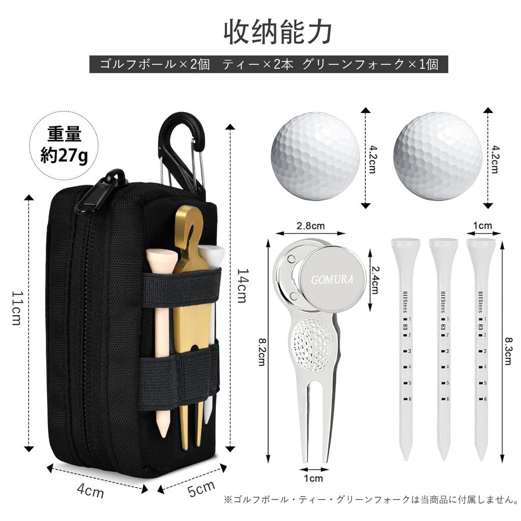 YooFa Nylon Golf Holds 2 Golf Zipper Golf Hat Lightweight and Easy To Attach and Remove Men's Bag, Balls, Closure, Fork, Marker, Clip, Durable,