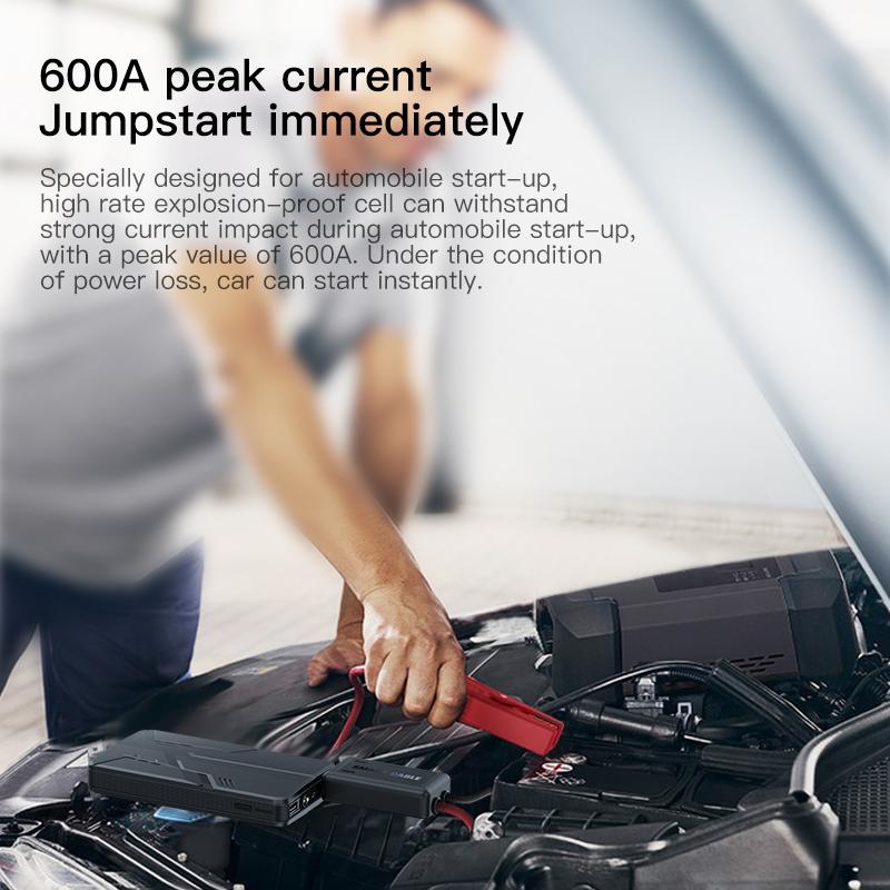 ZapZone Car Jump Starter Battery 20000mAh Power Bank Portable 12V 600A Vehicle Emergency Battery Booster for 5.0L Car Power Starter